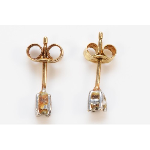 547 - A pair of 9ct gold diamond solitaire earrings, 3mm, 0.5g