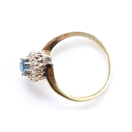 578 - A 9ct gold diamond and topaz halo ring, O 1/2, 3.5g