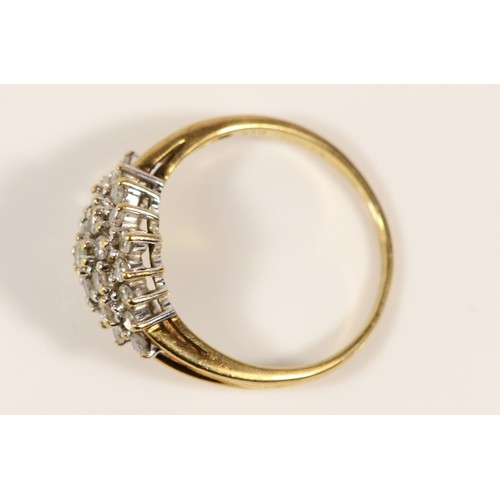 601 - A 9ct gold vintage pave set diamond ring, stated diamond weight 0.50ct, P, 2.9g