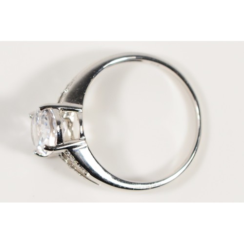 625 - A 9ct white gold spodumene and diamond dress ring, N 1/2, 2.4g