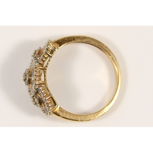 659 - A 9ct gold vari-cut diamond dress ring, P, 3.3g