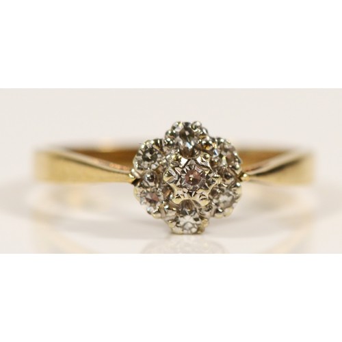 680 - A 9ct gold diamond floral cluster ring, L, 1.7g