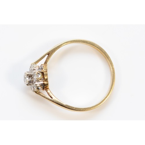 680 - A 9ct gold diamond floral cluster ring, L, 1.7g