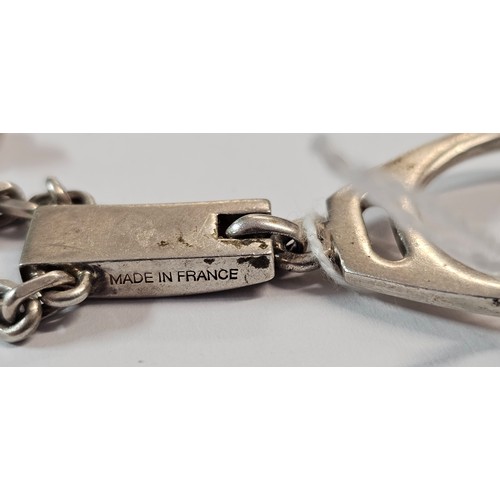 73 - A S.T. Dupont, Paris silver stirrup key fob, bearing French control marks, 11.5cm, 17gm