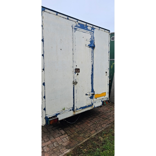 2 - A single axle box trailer, with two inner compartments, lighting all working. 18.5 ft long, the thre... 