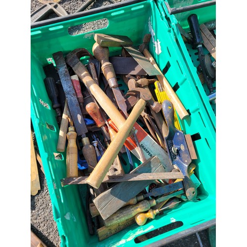 13 - Two boxes of carpenters hand tools.