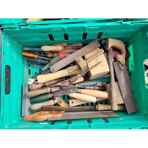 24 - Two boxes containing a collection of carpenters tools.