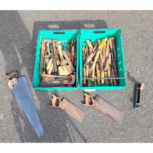 24 - Two boxes containing a collection of carpenters tools.