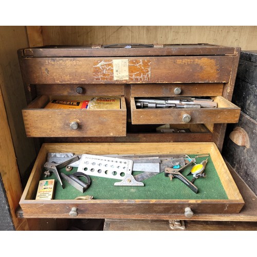 25 - An Moore & Wright engineers toolbox containing a collection of hand tools.