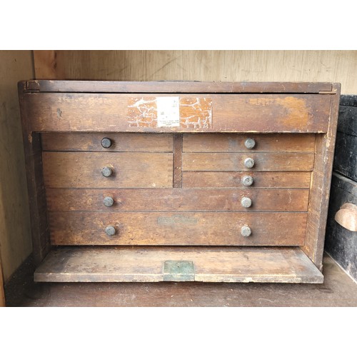 25 - An Moore & Wright engineers toolbox containing a collection of hand tools.