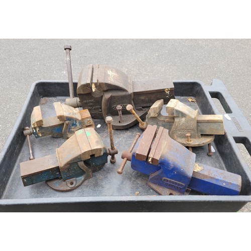 29 - A box containing five engineers bench vice. (5)