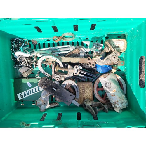 47 - A large wooden toolbox, also two boxes containing consumables to include woodscrews, wall fixings, v... 