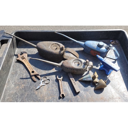 51 - A collection of hand tools to include a two way Bahco spanner and a small anvil