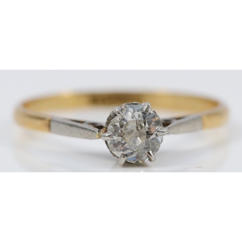 1339 - An 18ct gold and old cut diamond single stone ring, approximately 0.3ct, colour K/L, P1/2, O, 1.9gm