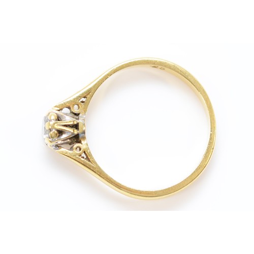 1389 - An 18ct gold vintage diamond solitaire dress ring, L, 2.6g