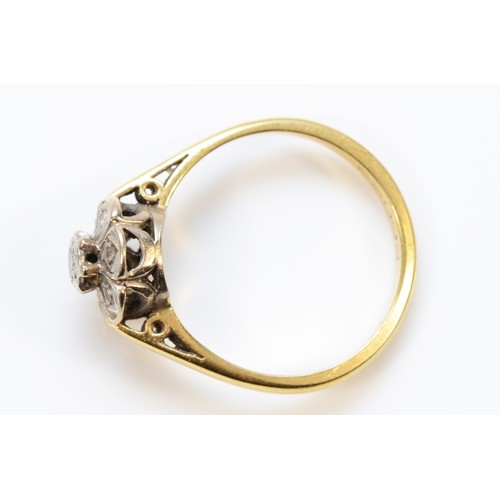 1391 - An 18ct gold vintage diamond floral design dress ring, M, 3.2g