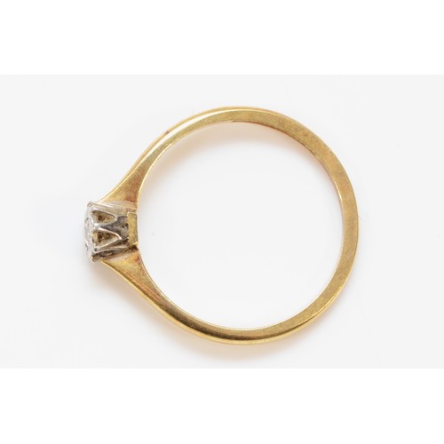 1356 - An 18ct gold and platinum vintage diamond solitaire ring, L 1/2, 2g