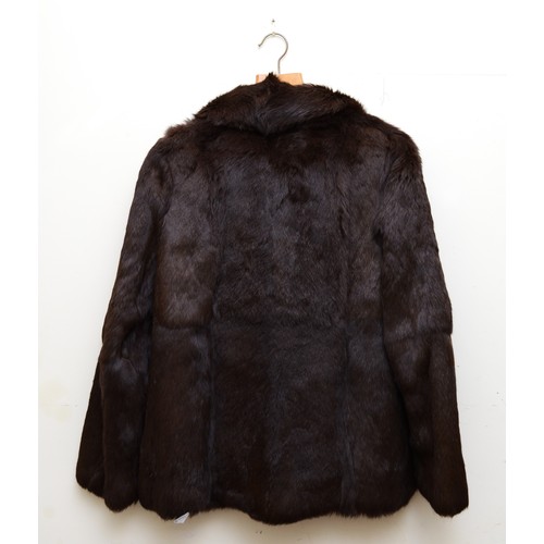 1681 - Lady's rabbit fur jacket, dark brown, size chest 51cm, Length 70cm from collar. UK 12.
Together with... 