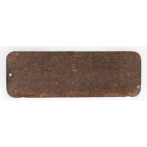 50 - A large cast-iron wagon plate, 'Return Empty to Evesham L.M.R', 51cm x 17.5cm.