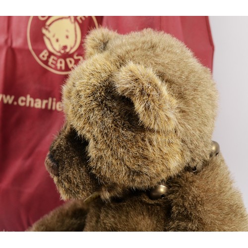 Charlie Bears 'Benson' articulated plush bear with bell necklace