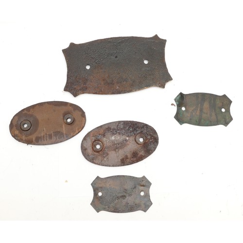 51 - Five cast iron wagon plates, to include Chas Roberts, Wakefield