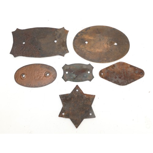 52 - Six cast iron wagon plates, to include Chas. Roberts, Wakefield