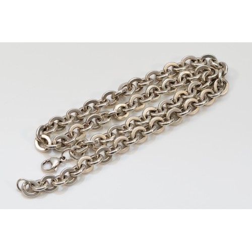 13 - A silver chain link necklace, 46cm, 63gm