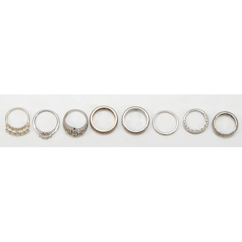 70 - Eight various silver gem set rings, J - O, 18gm