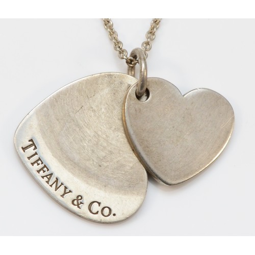 Tiffany & Co. a silver double heart pendant, 10gm