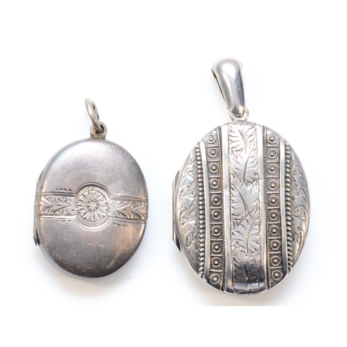 79 - A Victorian silver locket, Birmingham 1881, 40 x 32mm and an unmarked smaller example, 19gm