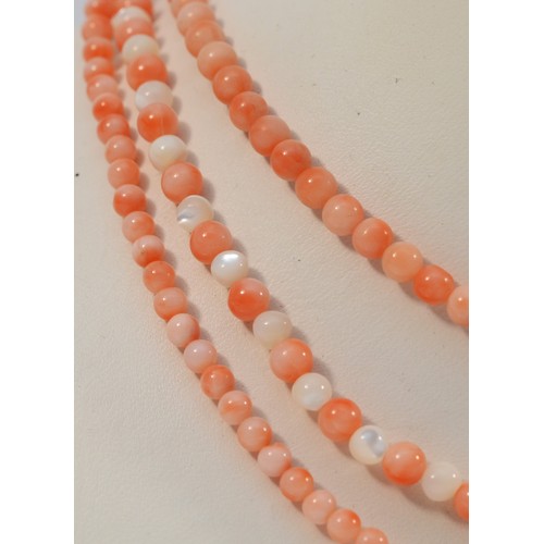 242 - Three coral necklaces, with 9ct gold clasps, 31g