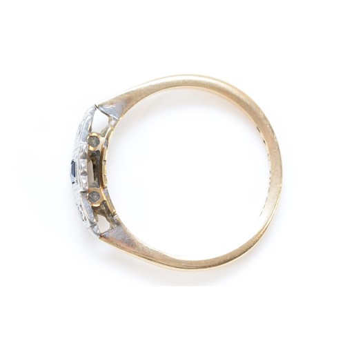 297 - A 9ct gold and platinum sapphire ring, L, 1.8g