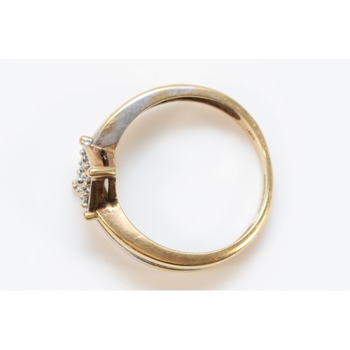 A 9ct gold brilliant cut diamond ring, 5mm ring front, L, 2g