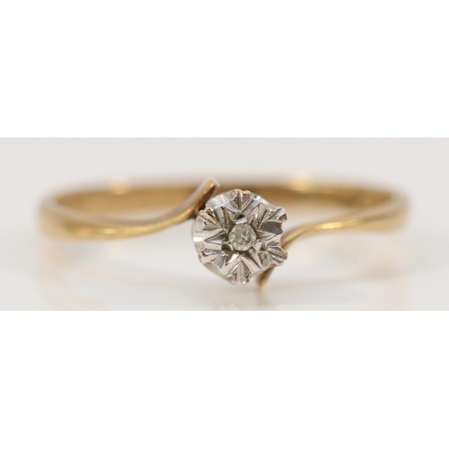 642 - A 9ct gold diamond solitaire ring, M 1/2, 1.1g