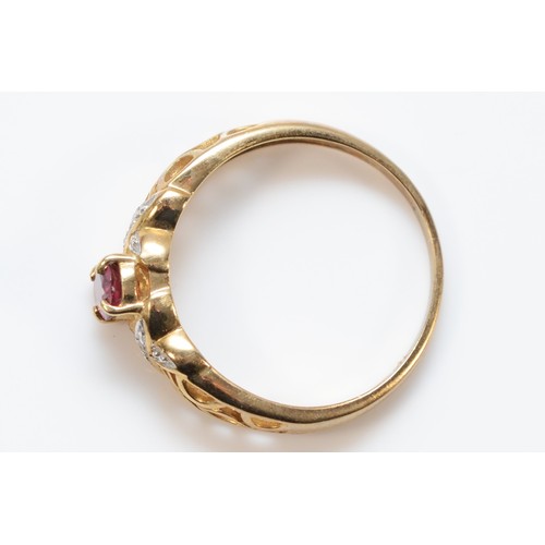 671 - A 9ct gold purple garnet and diamond dress ring, O 1/2, 2.2g