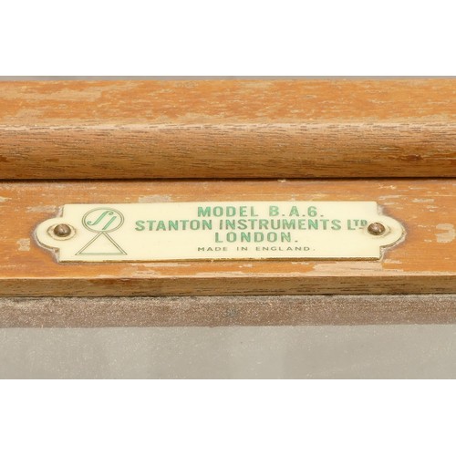 56 - A set of Stanton analytical balance scales, model B.A.6 in glazed wooden case with a twin-pan design... 