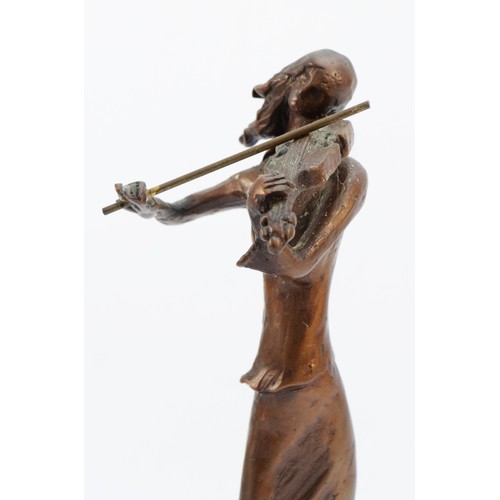 Kim Bernard b.1942 two bronze sculptures, a violinist and a