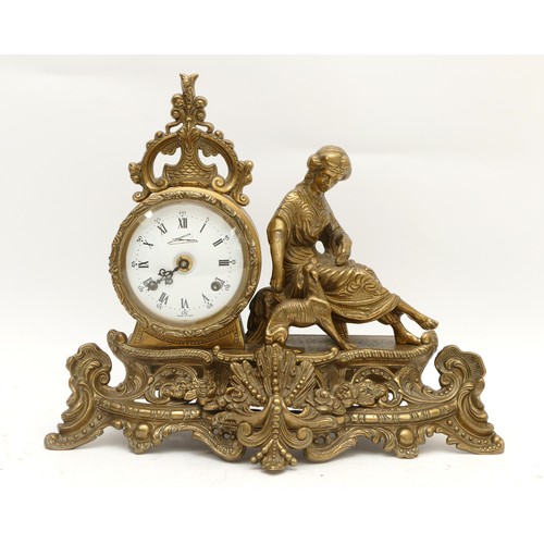 A 20th century Italian Lancini figural brass mantel clock