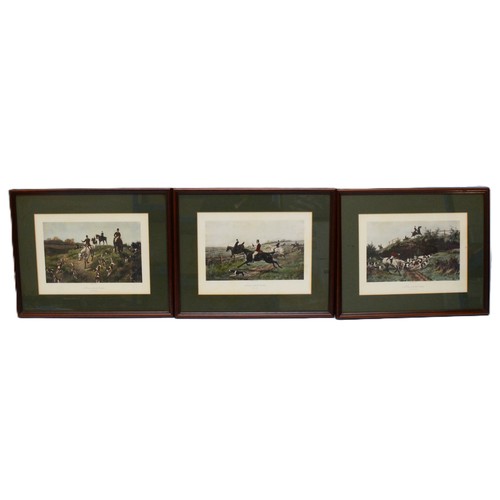 1 - Four framed Thomas Blinks prints depicting hunting scenes from the series A Day with the Oakley, to ... 