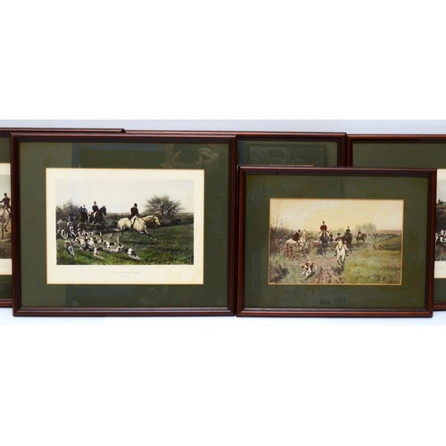 1 - Four framed Thomas Blinks prints depicting hunting scenes from the series A Day with the Oakley, to ... 