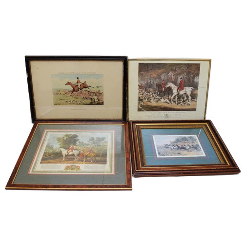 3 - Ten framed prints and engravings, depicting English hunting scenes, including one example of an engr... 