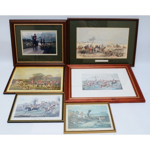 3 - Ten framed prints and engravings, depicting English hunting scenes, including one example of an engr... 