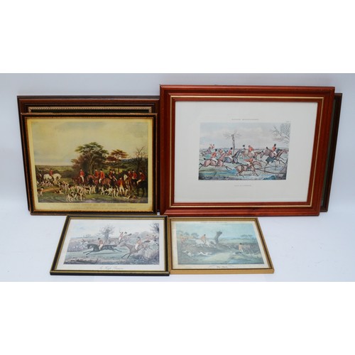 3 - Ten framed prints and engravings, depicting English hunting scenes, including one example of an engr... 