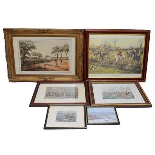 5 - Ten framed prints and engravings, depicting English hunting scenes, including examples of engravings... 