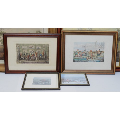 5 - Ten framed prints and engravings, depicting English hunting scenes, including examples of engravings... 