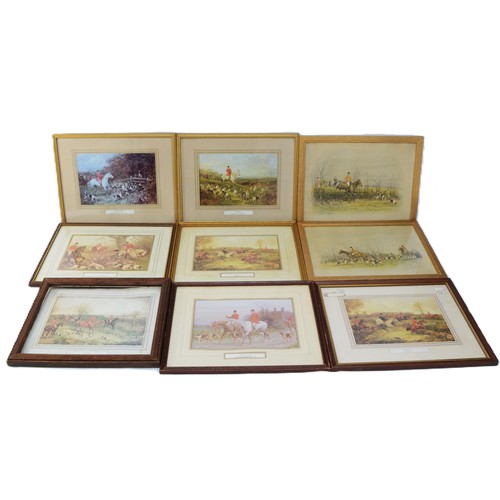 6 - Twelve framed prints, depicting English hunting scenes, to include, Setting Off, George Wright and B... 