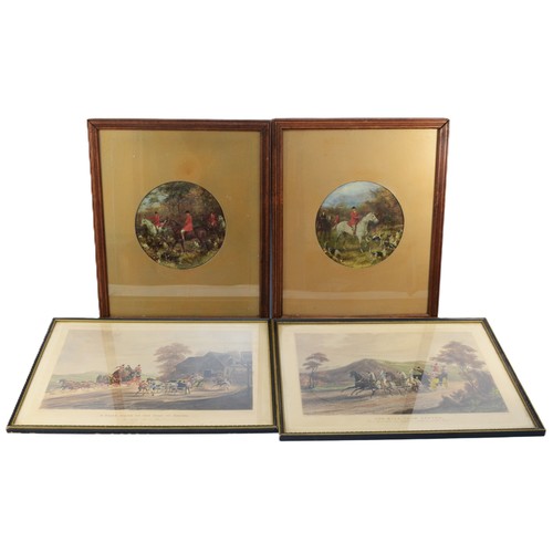 9 - Sixteen framed prints and engravings, depicting English hunting scenes, to include, an example paint... 