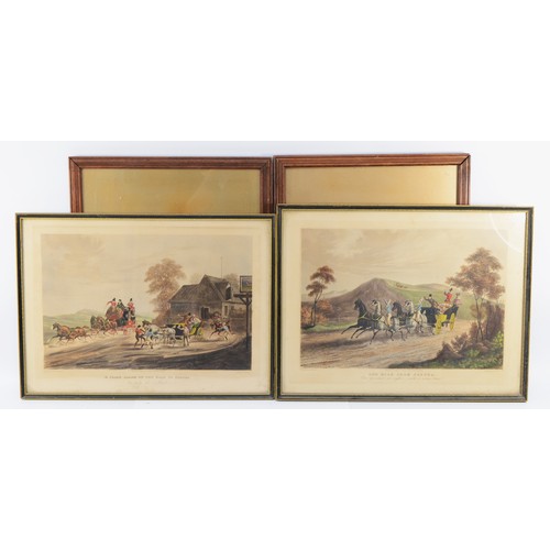 9 - Sixteen framed prints and engravings, depicting English hunting scenes, to include, an example paint... 