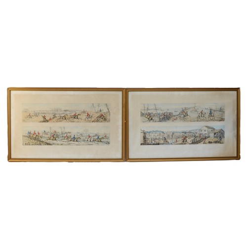 12 - After Henry Alken, a pair of hand-coloured etchings, depicting hunting in the English countryside an... 