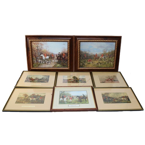 18 - Fifteen framed prints, depicting British hunting scenes, to include portrayals of meetings and break... 